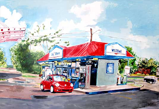 Painting of Wilsons gas station